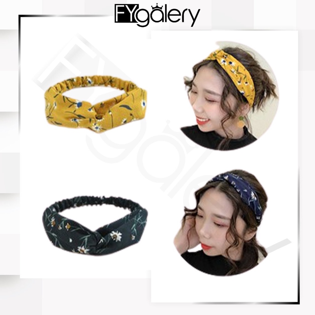 Jual Fygalery Bando Motif Wanita Korea Headband Bandana Simpul Cewek Fashion Kekinian Shopee 