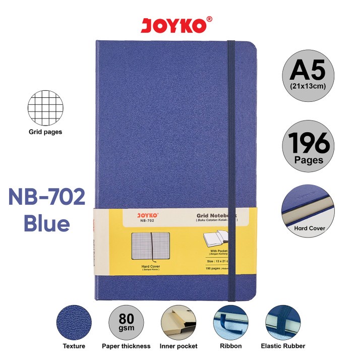 

Notebook Buku Tulis Catatan Diary Agenda Joyko Hard Cover - Blue, Grid