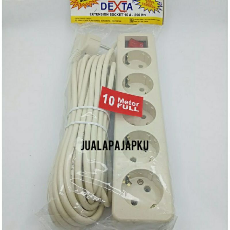 Stop Kontak Dexta 3 4 5 Lobang + kabel 10 Meter