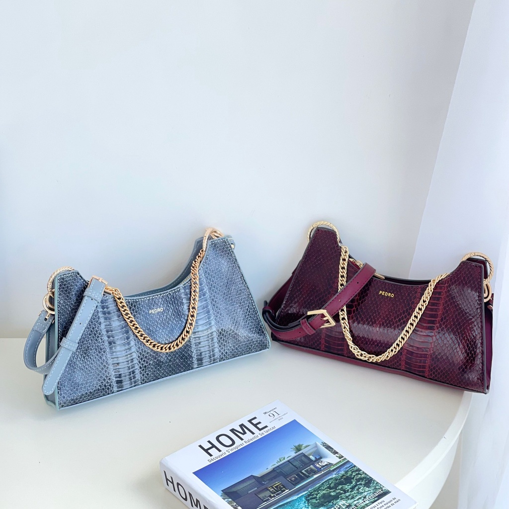 PEDRO TAS PESTA / SNAKE-EFFECT SHOULDER BAG 01221