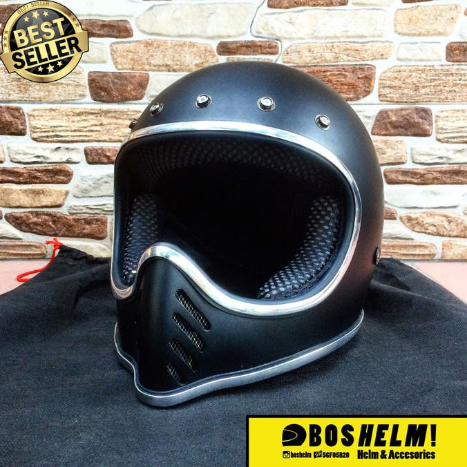 Helm Custom Moto 3 Hitam Doff cc Helm Cakil