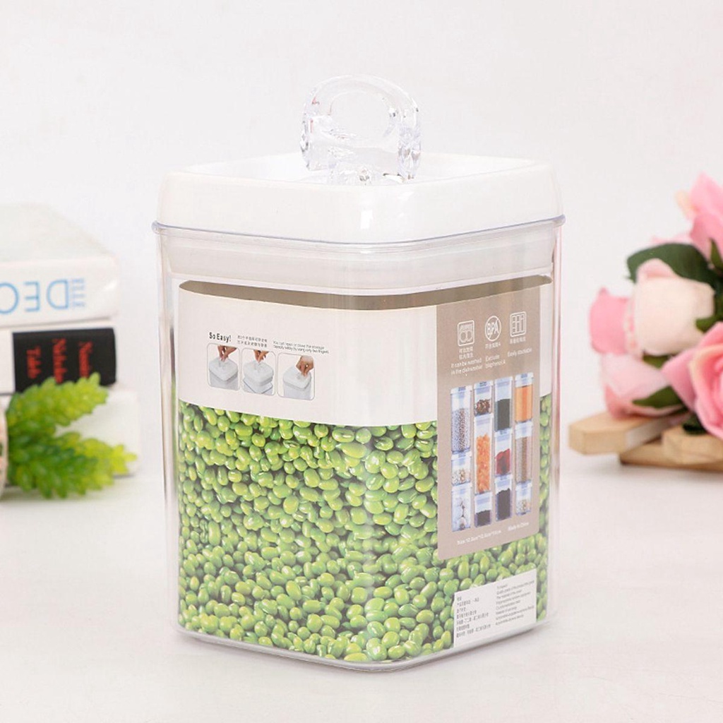 Nickolas1 Canister Kedap Udara Multi-Kapasitas Akrilik Kotak Penyimpanan Wadah Makanan Multigrain Beras Vacuum Sealed Kaleng