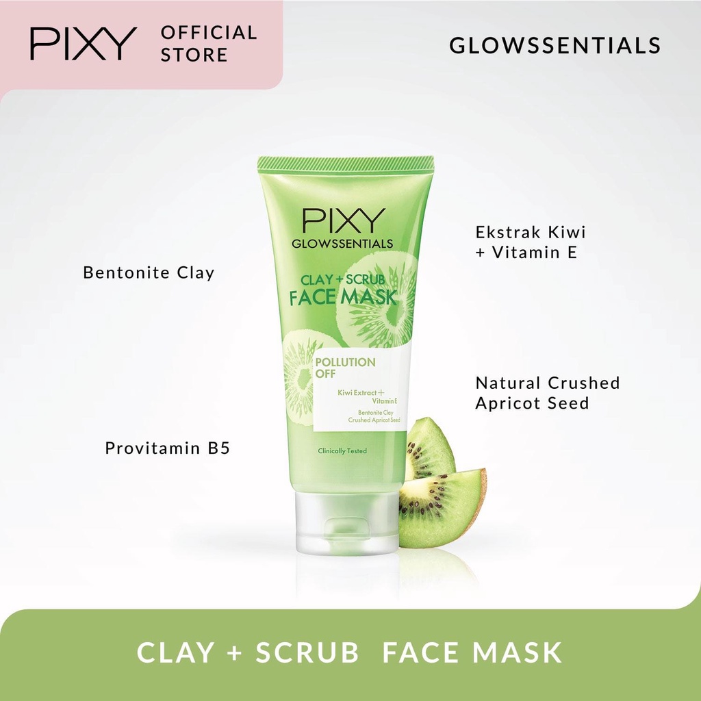 PIXY Glowssentials Clay + Scrub Face Mask ~ ORIGINAL 100%