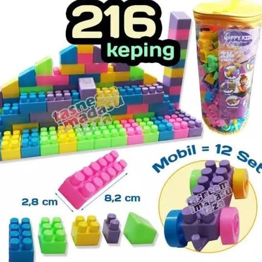 .........] Lego Balok Kreatif Happy Kids Building Besar Blok Balok Susun 216 Pcs