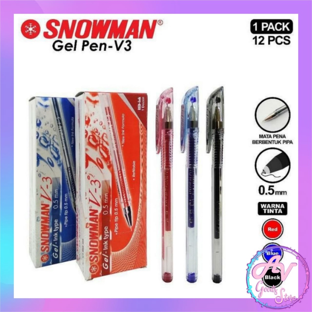

ballpoint / pulpen gel snowman / pena / 1PCS PULPEN SNOWMAN V3 0.5mm ECER