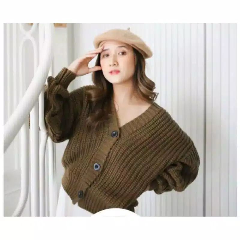 Cardigan Rajut Crop Oversize Premium Nacara Tebal-7