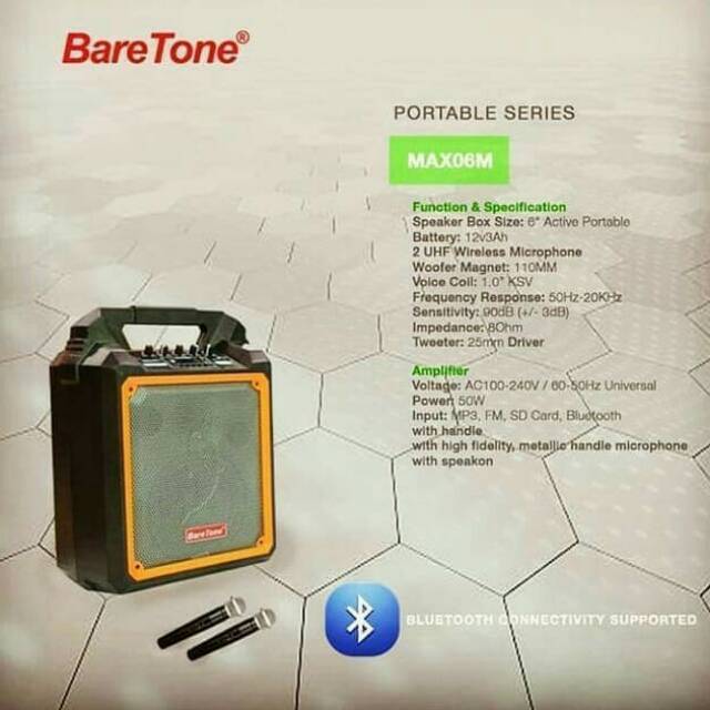 SPEAKER PORTABLE BARETONE MAX 06 MX