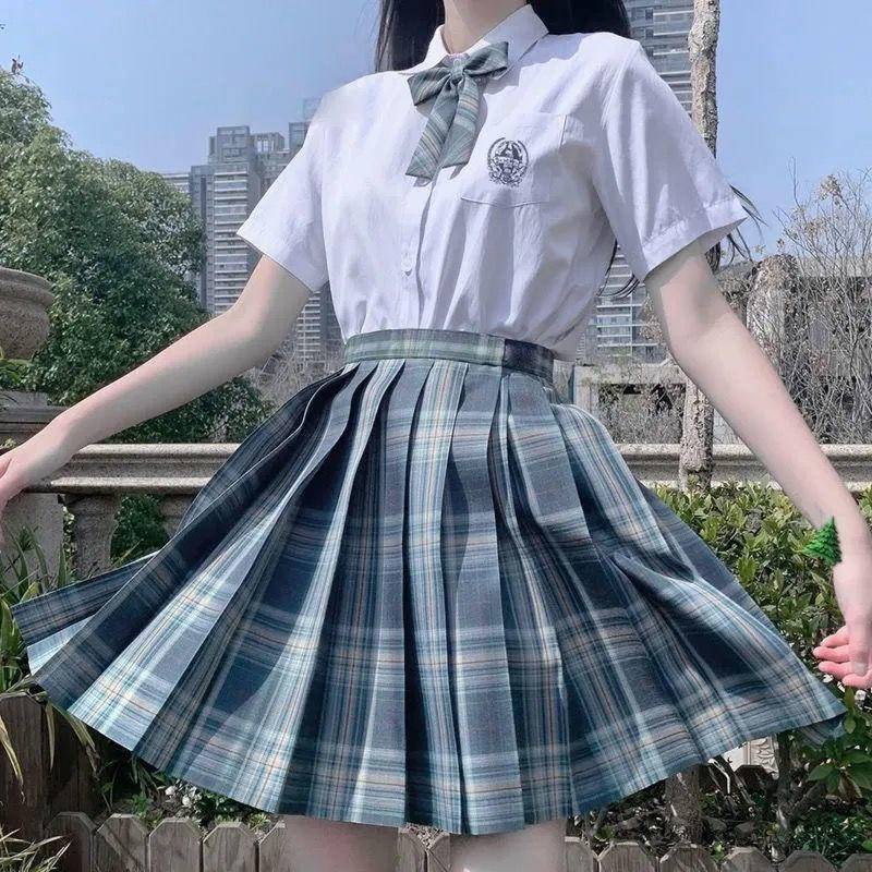 【Wetrose】Ready Stock Fashion JK Uniform Original Short Skirt Full College Style Student Suit Lattice Seragam Sekolah Jepang Seifuku Seragam Siswa Rok Set Musim Panas Musim Semi Party Comic Anime Event