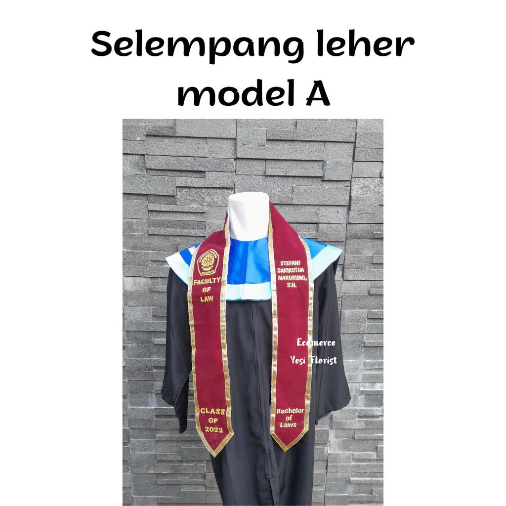 Jual (1HARI JADI) Selempang Leher Wisuda Bordir Kain Bludru Murah