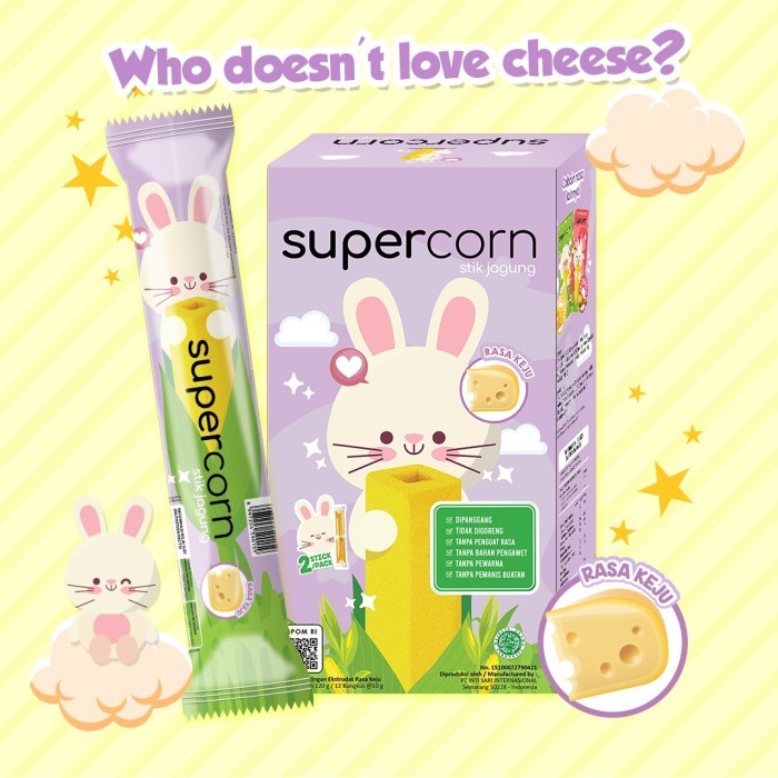 SUPERCORN STIK JAGUNG CEMILAN ANAK BAYI SACHET | SNACK NON MSG STICK CAMILAN SEHAT CHICKEN CHEESE ROASTED CORN