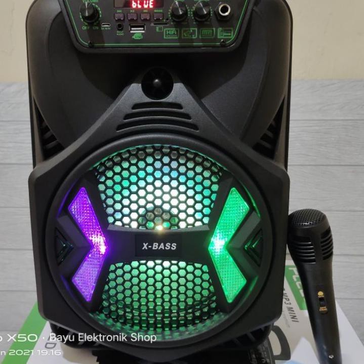 Speaker Karaoke Fleco F-8802LED 8,5 Inch Bonus Mic Super Bass Speaker Bluetooth Fleco 8.5 inch BISA BAYAR DITEMPAT