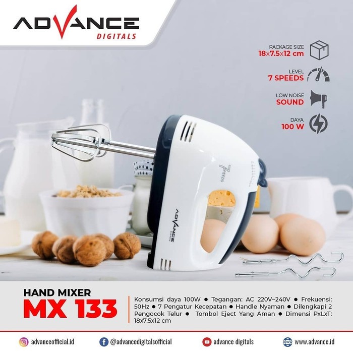 Hand Mixer Advance 100 Watt 7 Speed Pengaduk Adonan Kue Roti