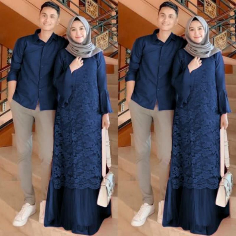 Kualitas Premium Kece Batik Motif Keluarga Dress Brokat Kekinian Dewasa Remaja Y1Q8 Set Couple Coupl