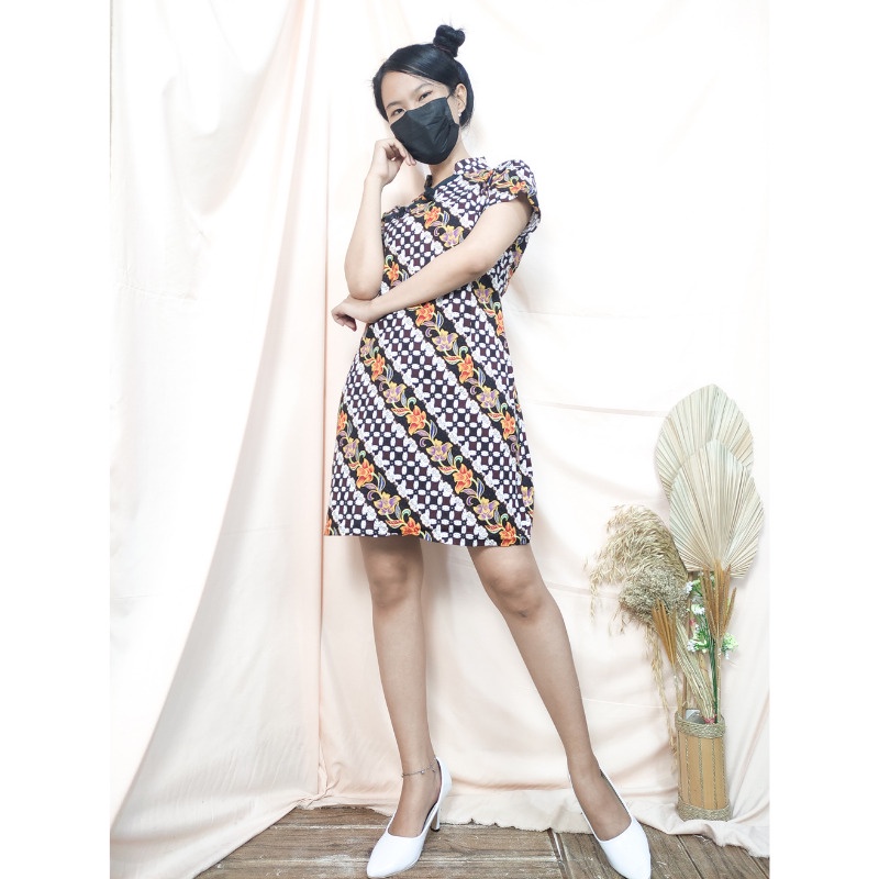 SB Collection Midi Dress Murnie Shortdress Casual Modern Batik Cheongsham Wanita