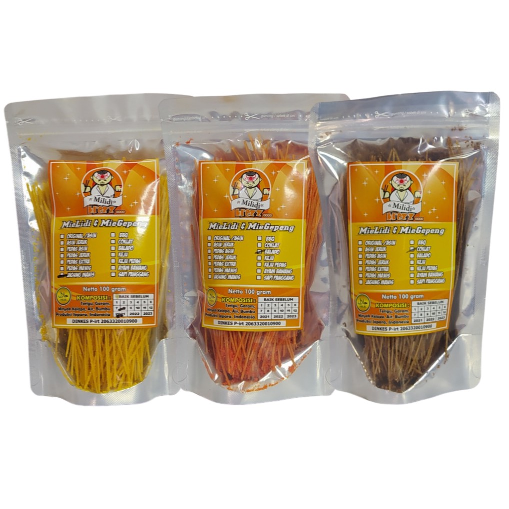 

Mie Lidi Kemasan Pouch 100 gr Enak Gurih Murah
