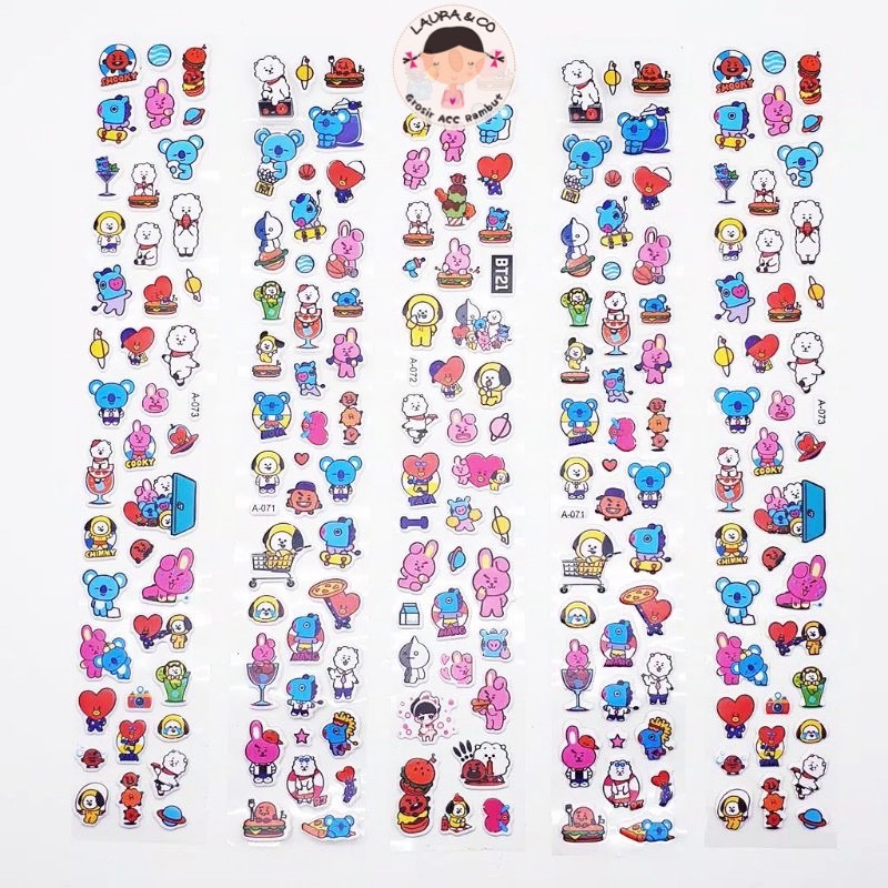 Stiker Set BTS BT21 Timbul 40pc Kpop Sticker