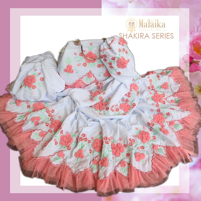 MY MALAIKA MUKENA PUTIH BORDIR HANDMADE TIMBUL SHAKIRA SERIES