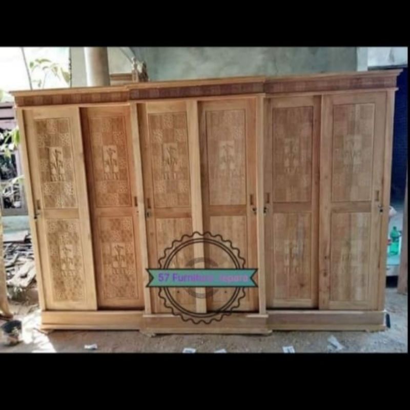 Almari-Lemari pakaian pintu 6 full kayu jati mentahan
