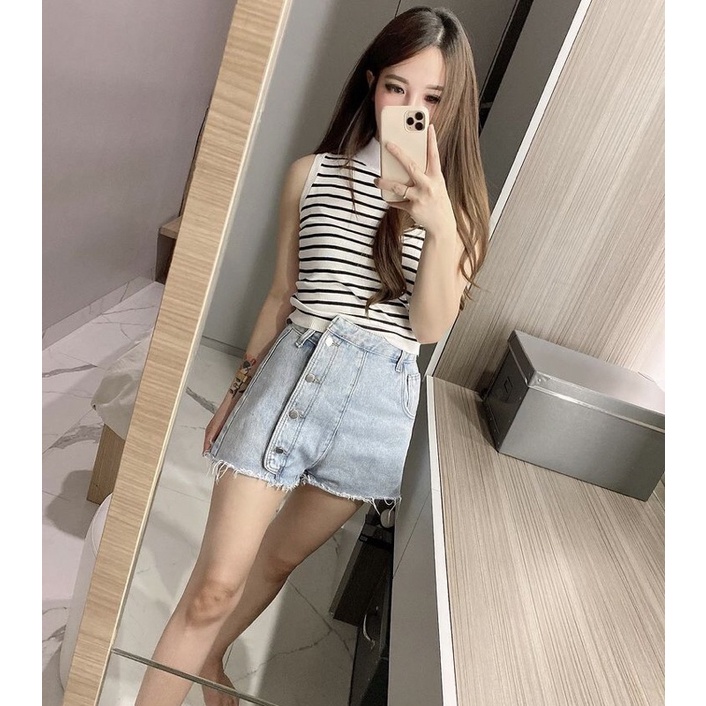 Kode 2275 Ndudshop Knit top sleeveless stripe top