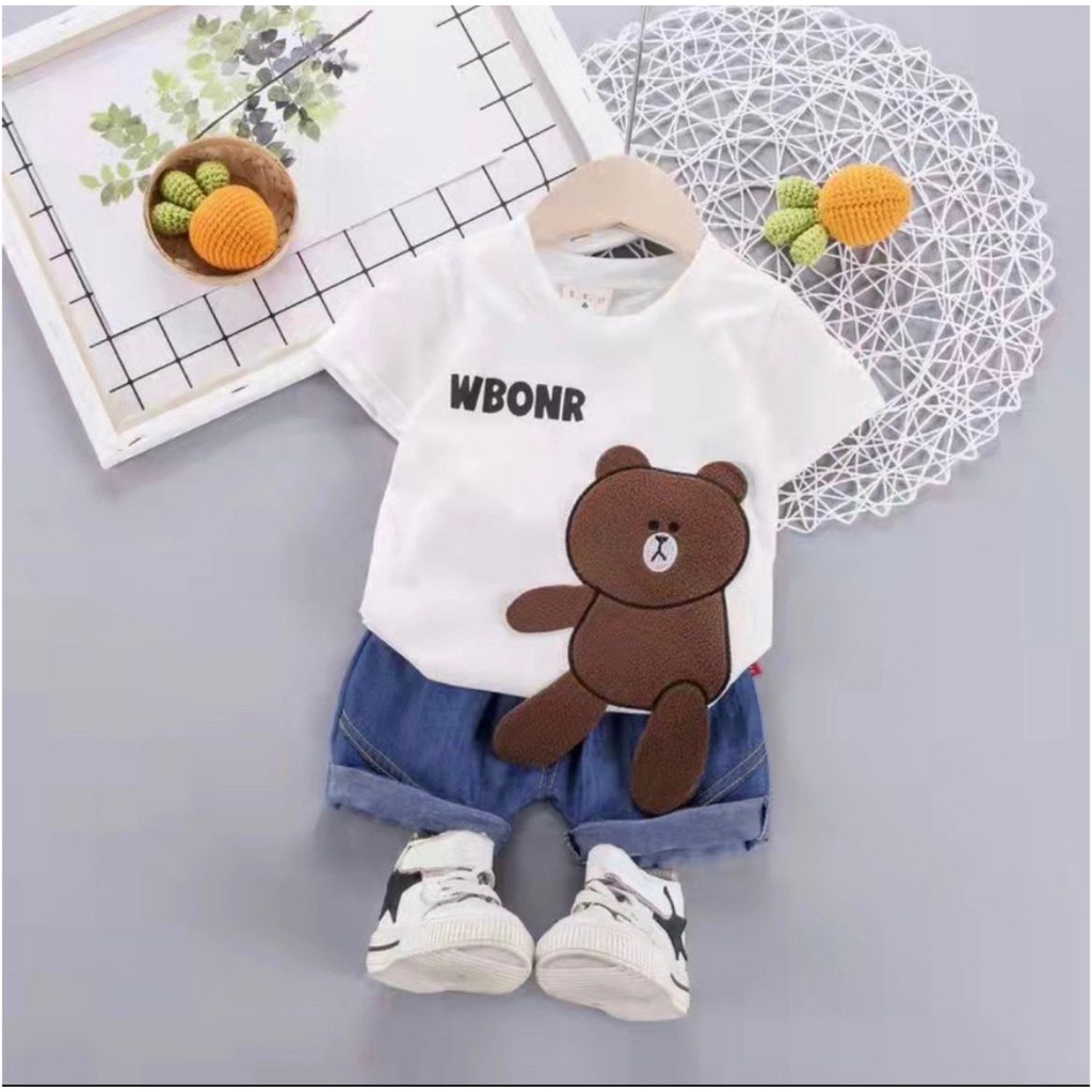 COD - PROMO - SETELAN BAJU ANAK MOTIF BEAR WBONR DENIM - SETELAN BAJU ANAK LAKILAKI DAN PEREMPUAN - SETELAN BAJU ANAK TERBARU - SETELAN BAJU ANAK 6-10BLN 1-5THN - SETELAN BAJU ANAK KEKINIAN - SETELAN BAJU ANAK TEMURAH TERLARIS TERHITS DAN TERPOPULER