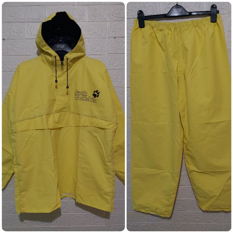 Jas Hujan Raincoat Rengkut Jack Wolfskin JWS Mantel Outdoor Motor Taslan Anti Air Setelan Jaket Cela
