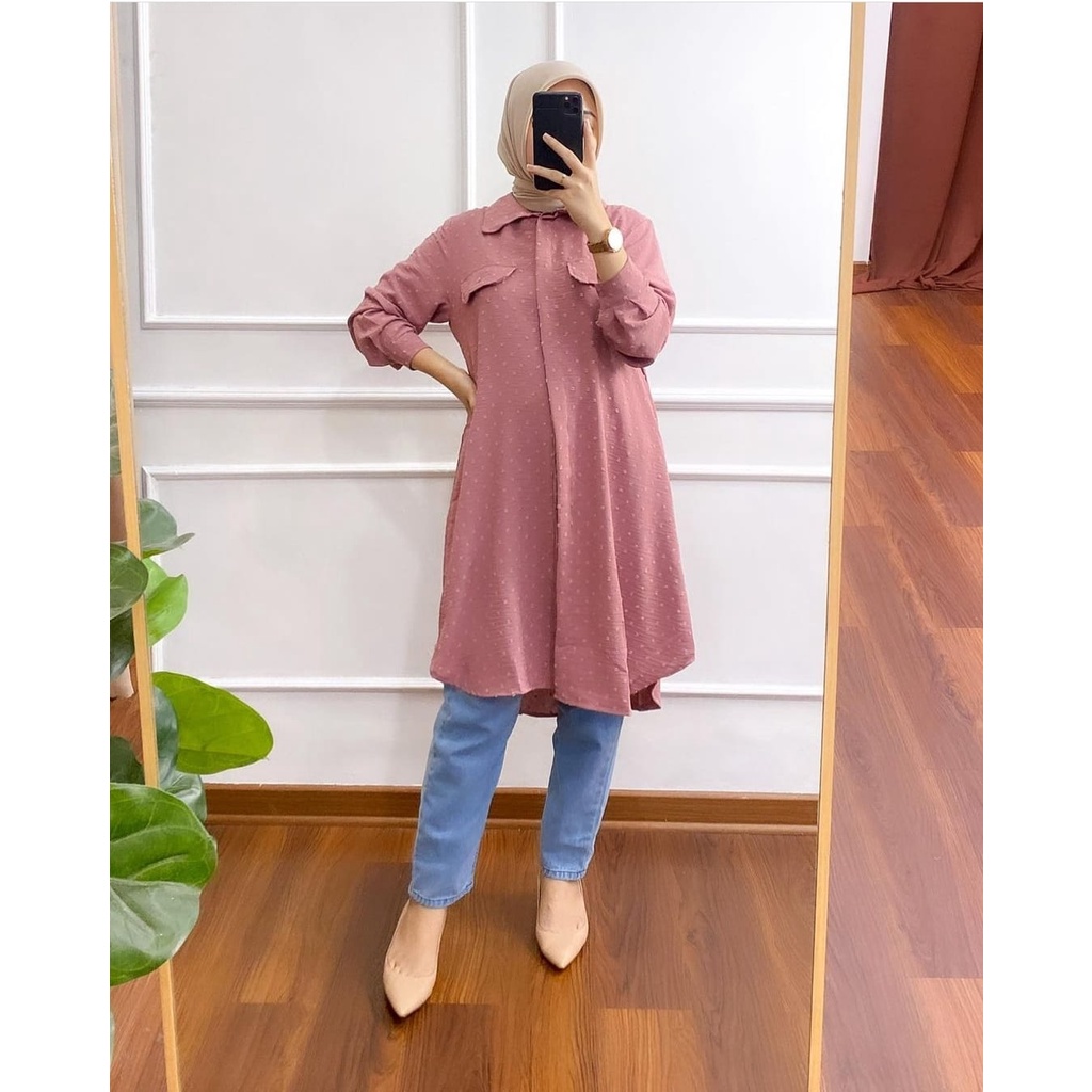 ZELIN TUNIK PREMIUM BAHAN URAGIRI DOTY CRINCKLE RAYON