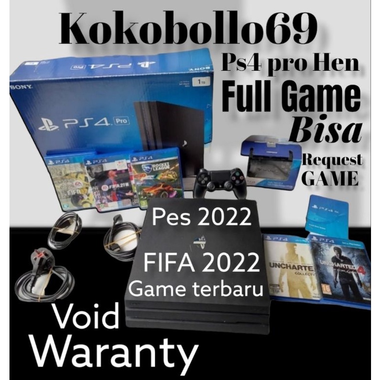 PS4 PRO HEN 1 TB versi 9.00/11.00+pes2025 FULL GAME + 2 STICK