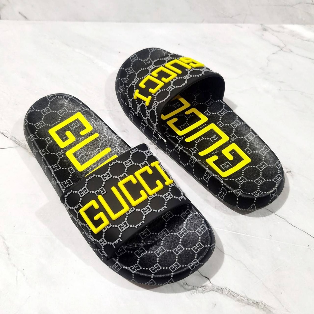 PROMO TERMURAH SANDAL GUCCI SLIDE IMPORT GRADE ORIGINAL FULL KARET LENTUR OBRAL/SENDAL CASUAL CEWEK