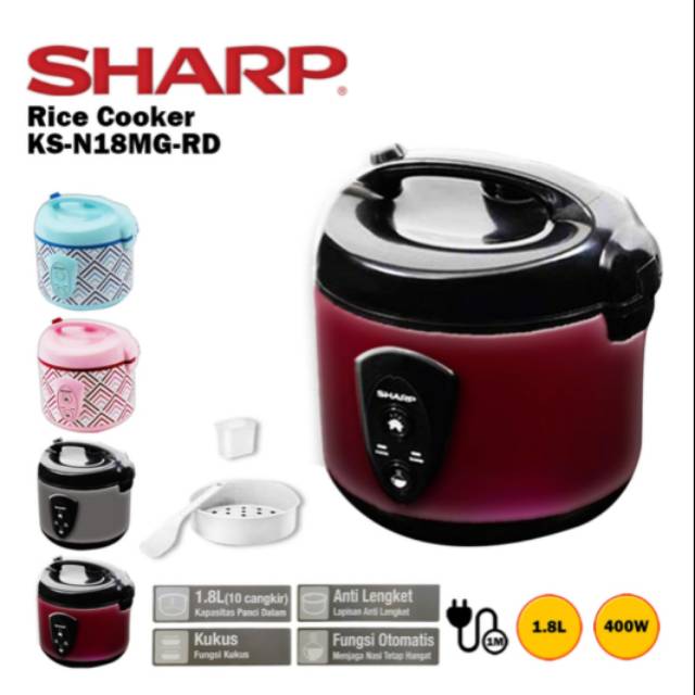 Rice Cooker Magic Com Sharp KS-N18MG 1.8 L KS-N18MG-BL KS-N18MG-PK KS-N18MG-RD KS-N18MG-SL