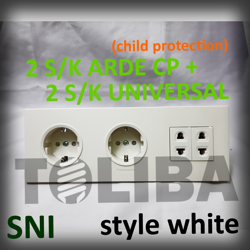 stopkontak double / s/k 4 lubang arde universal cp minimalis style white ib panasonic sni