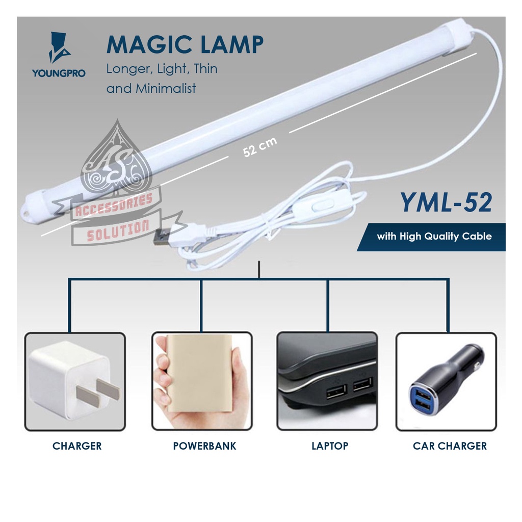 GARANSI 12 BULAN!! YOUNGPRO LAMPU LED STRIP USB LAMPU TRAVEL DAPUR TABUNG PANJANG PORTABLE YML-01