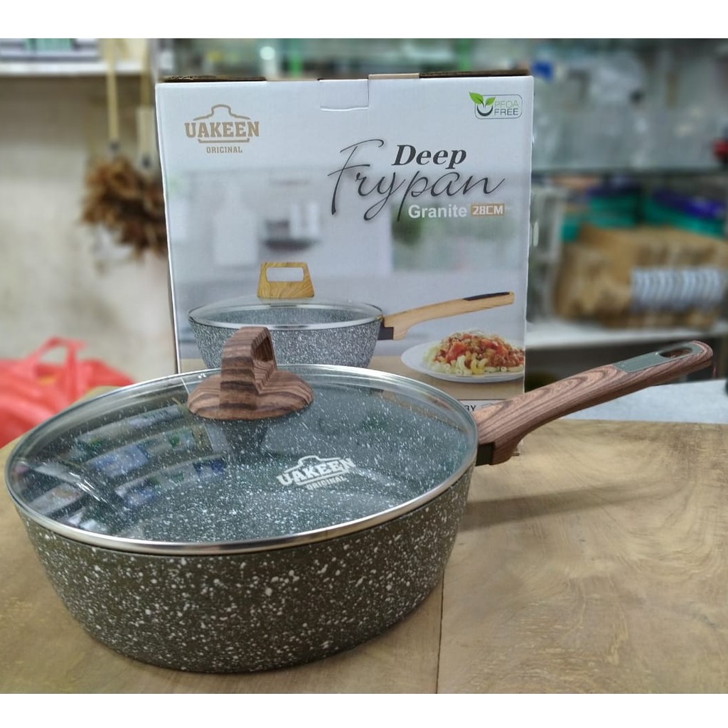 UAKEEN GRANITE DEEP FRYPAN 28 CM WOKPAN MARBLE GRANITE