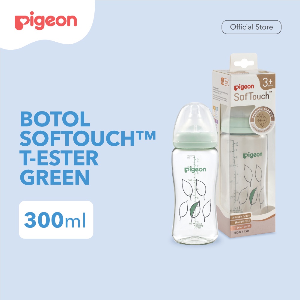 PIGEON Botol T-Ester Wide Neck 200ml/300ML W/ P-Plus Nipple (BOTOL SUSU PIGEON)