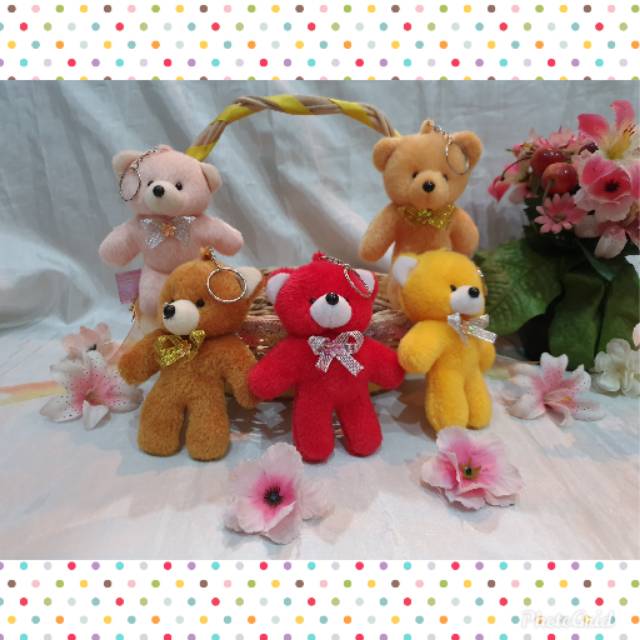 BB9 - Boneka beruang kecil gantungan kunci 12 cm souvenir buquet wisuda valentine hantaran seserahan