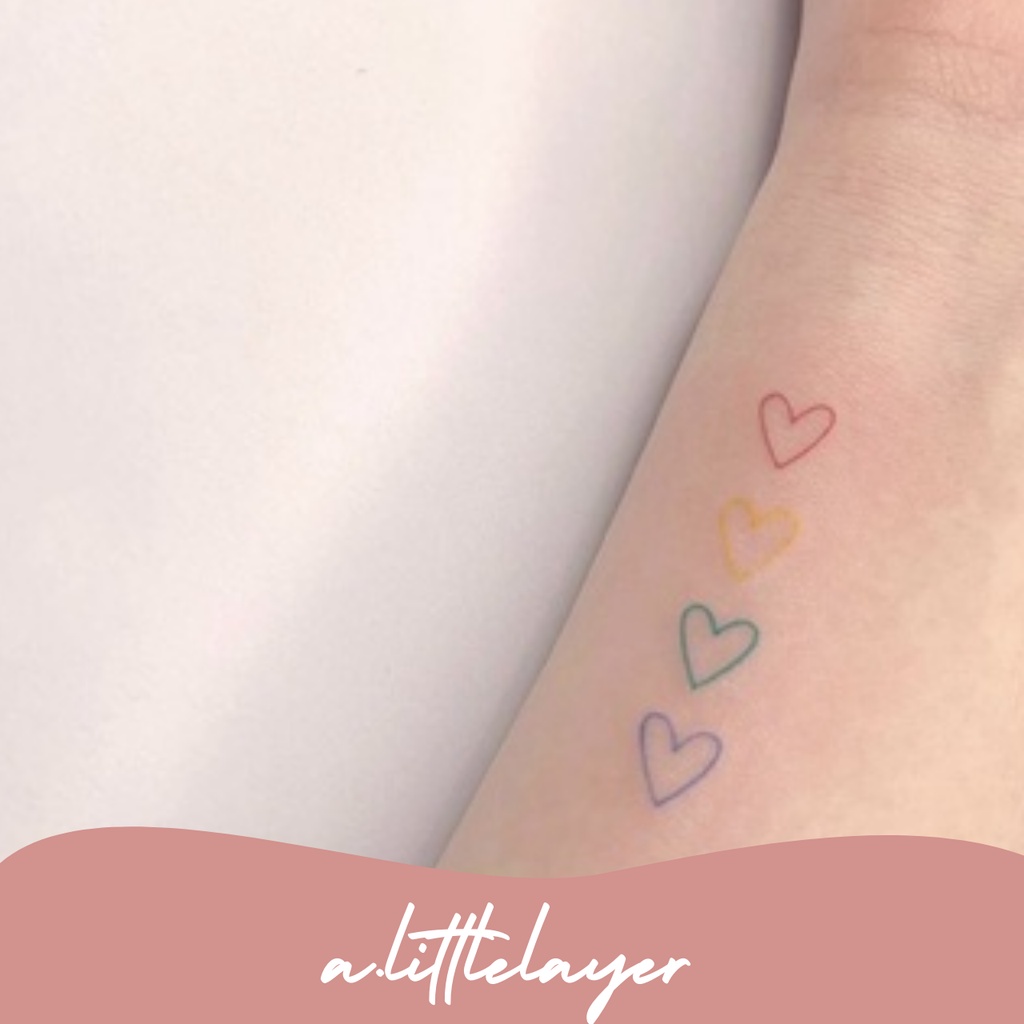 Rainbow Coloured Tattoo Temporary tattoo Sticker tattoo tato lucu tato warna warni tato korea |  a.l