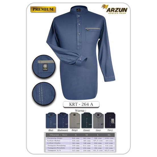 Koko Kurta Pakistan Pria Arzun Premium Kemeja Kerah Mandarin Kurta Pakistan Kasual Kekinian Moderen 