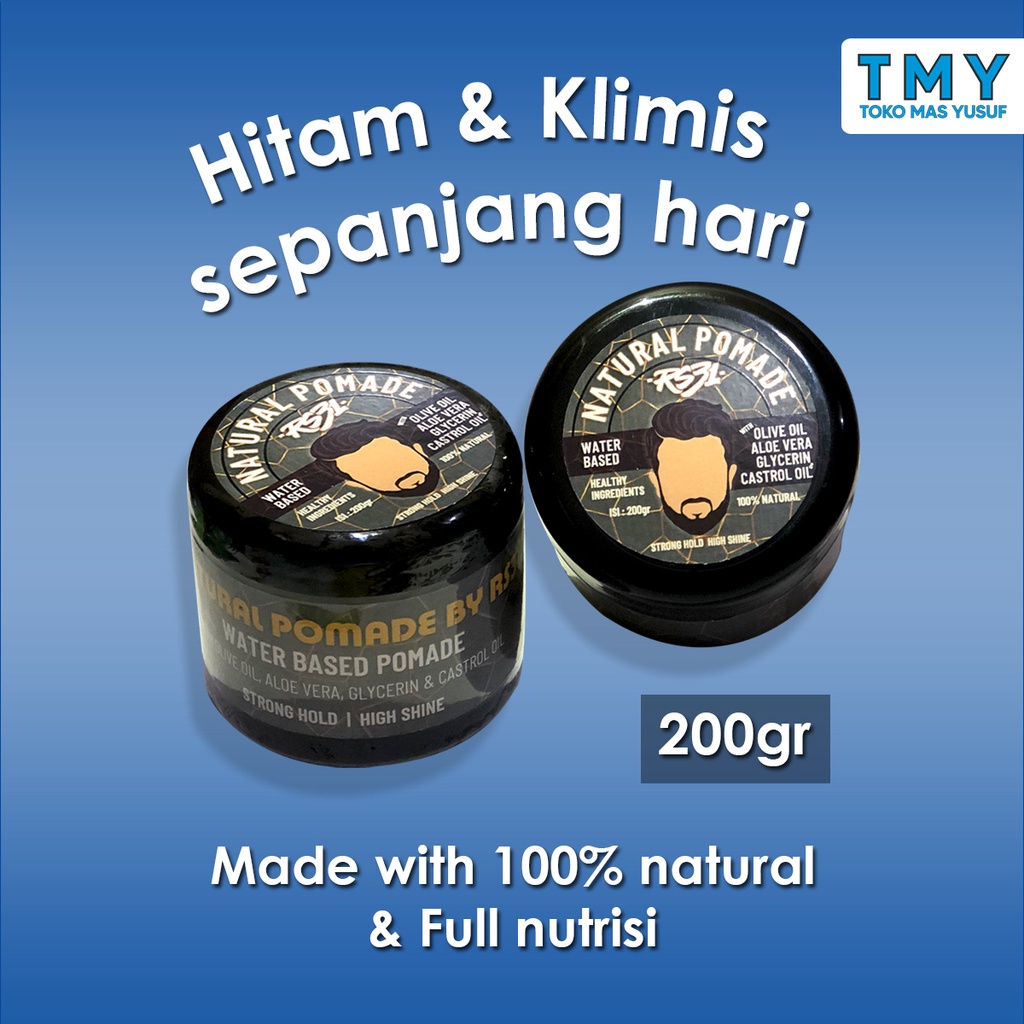 Natural Pomade isi 200 gr by RS31 water based pomade untuk tampilan klimis berkilau seorang pria.