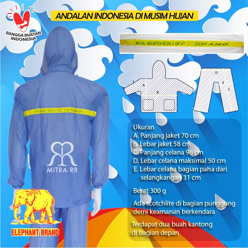 Jas Hujan Jaket Celana Hemat Jas Hujan Stelan Elephant Brand Rainsuit Murah