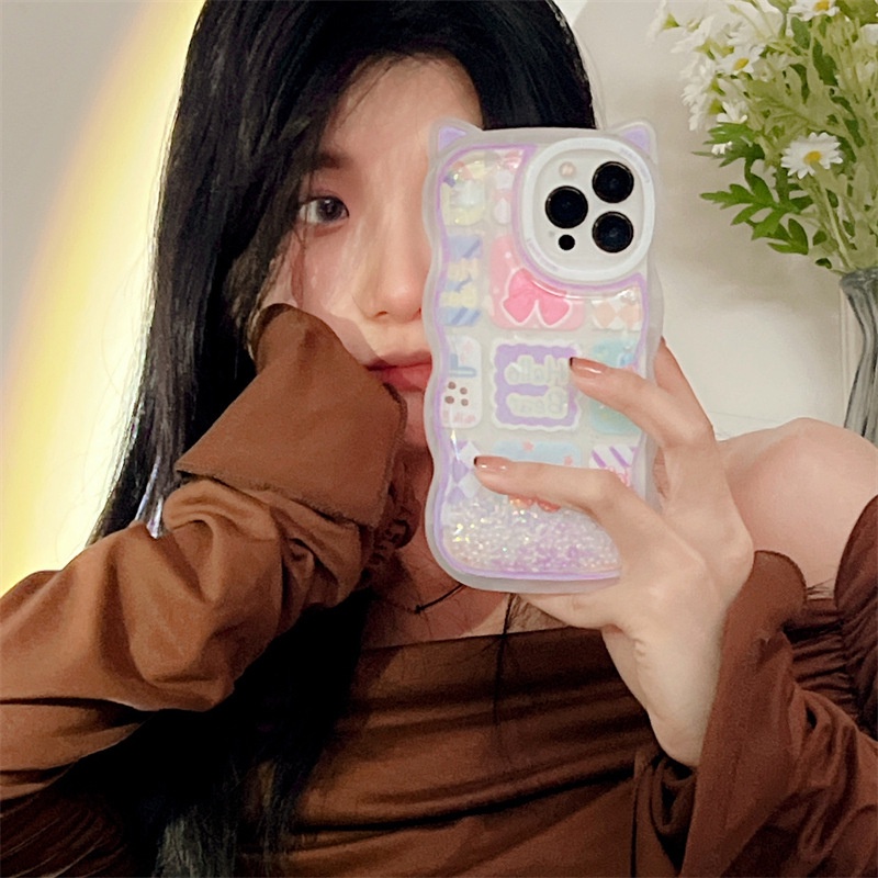 Soft Case quicksand Stiker Puzzle Gaya Korea case iphone compatible for iphone 13 12 11 Pro Max XS XR 8plus iphone case 12pro12 Pro Max 7 8 Plus X XS XR XSMAX