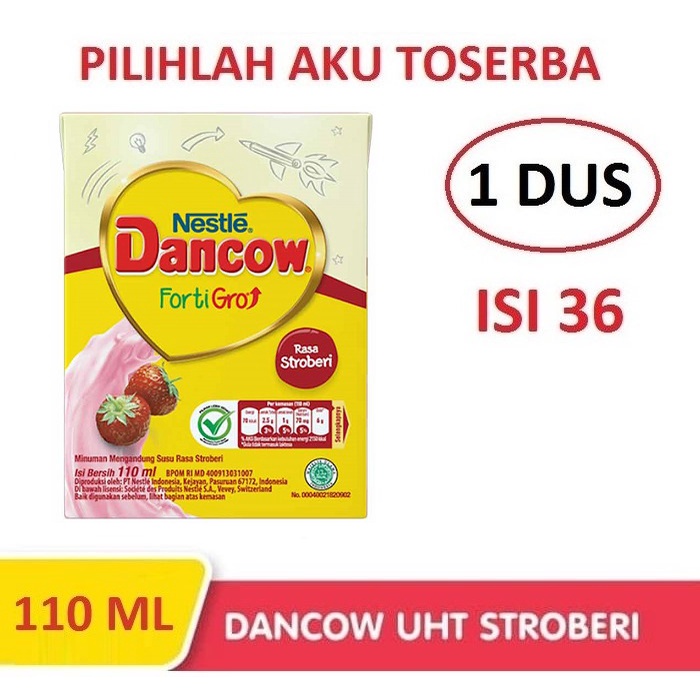 Susu DANCOW UHT STROBERI FortiGro - 110 ml (1 DUS isi 36)