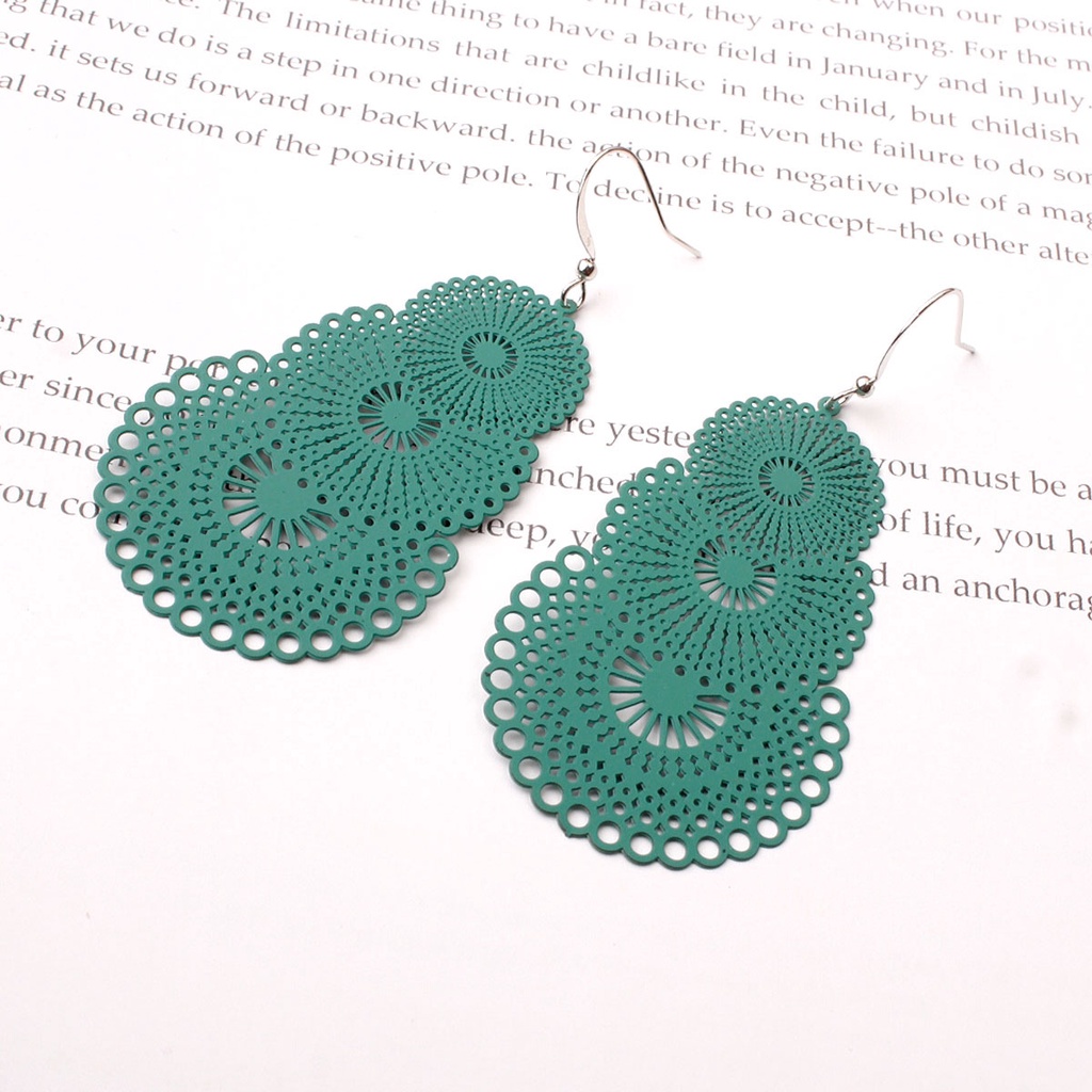 925 jarum perak Eropa dan Amerika logam alloy anting-anting elegan macaron round geometris Bunga Per