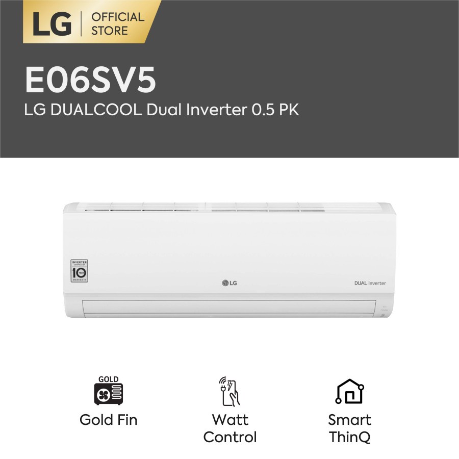 LG E06SV5 AC DUALCOOL Inverter Watt Control-WiFi-Ionizer 0.5PK