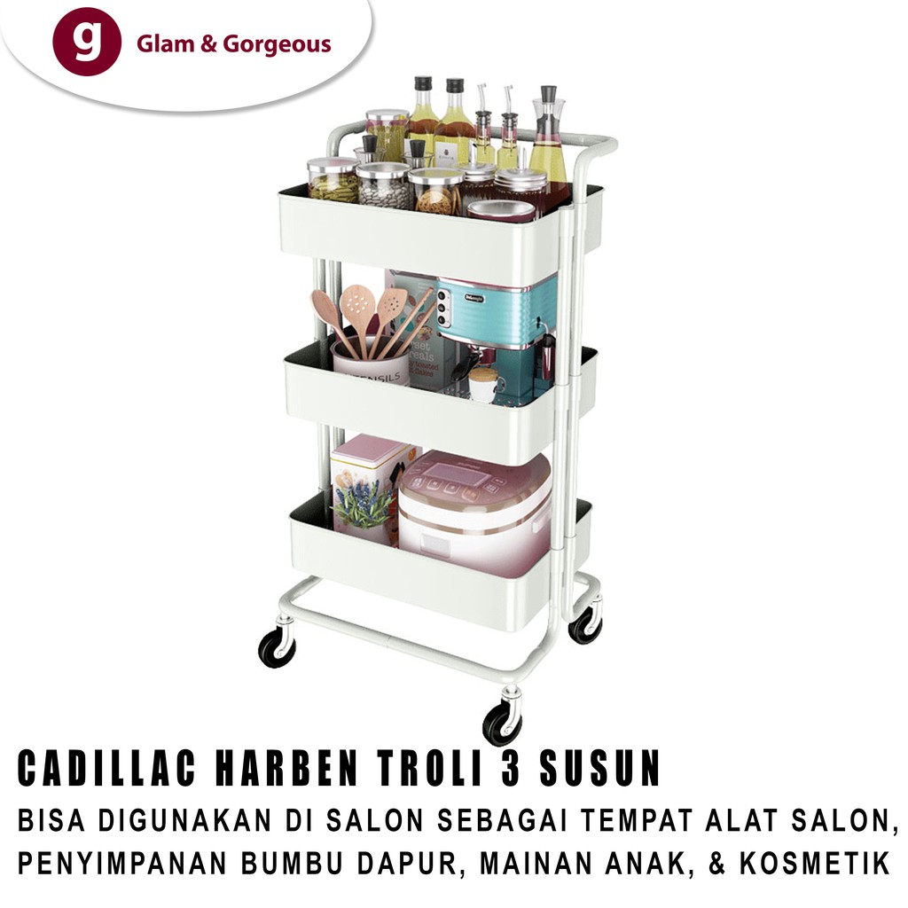 Cadillac Harben Troli Salon Rak Penyimpanan Dapur Susun Serbaguna CDLC0001