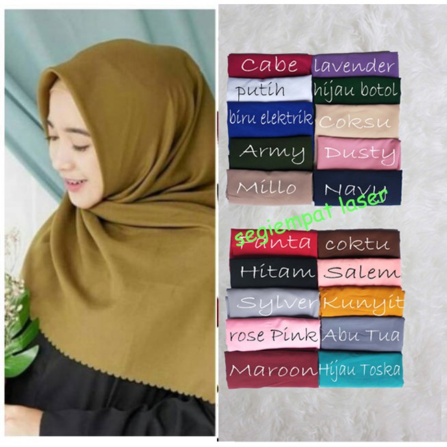 HIJAB SEGIEMPAT LASERCUT LASER KERUDUNG POLYCOTTON JILBAB  