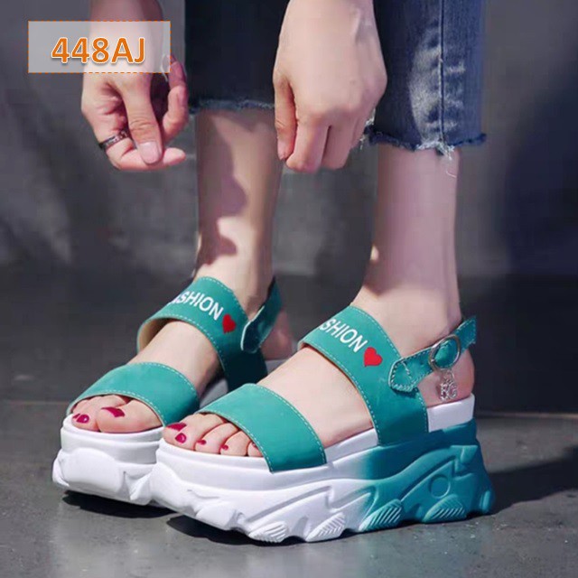 Sale Sandal Tali Wanita Dualtone 448 Sol Tebal 5 Cm