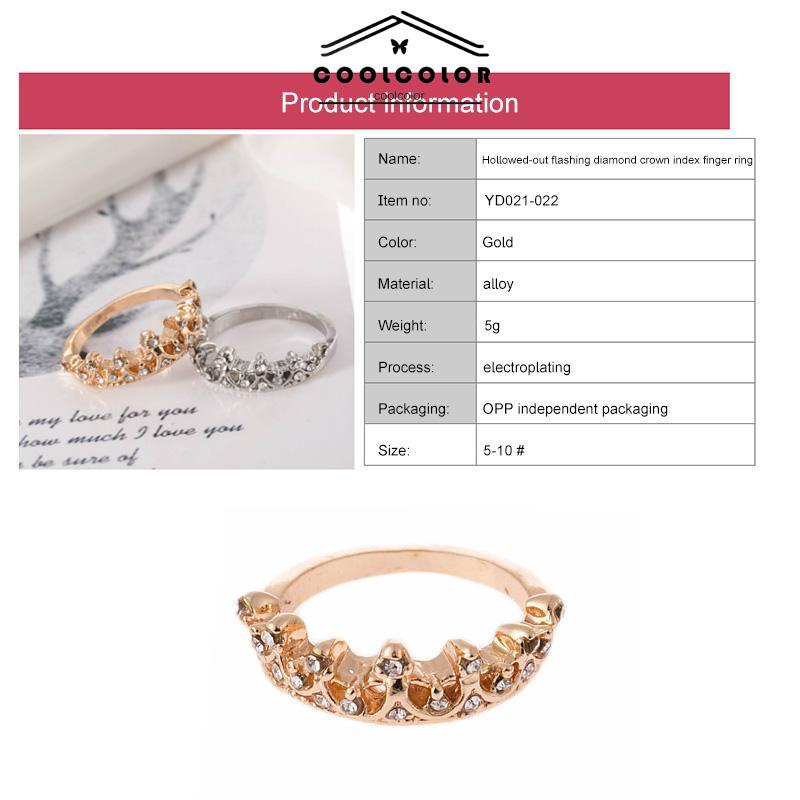 COD Bentuk Mahkota Fashion Ratu Temperamen Hollow Out Micro Diamond Engagement Wedding Ring- cl