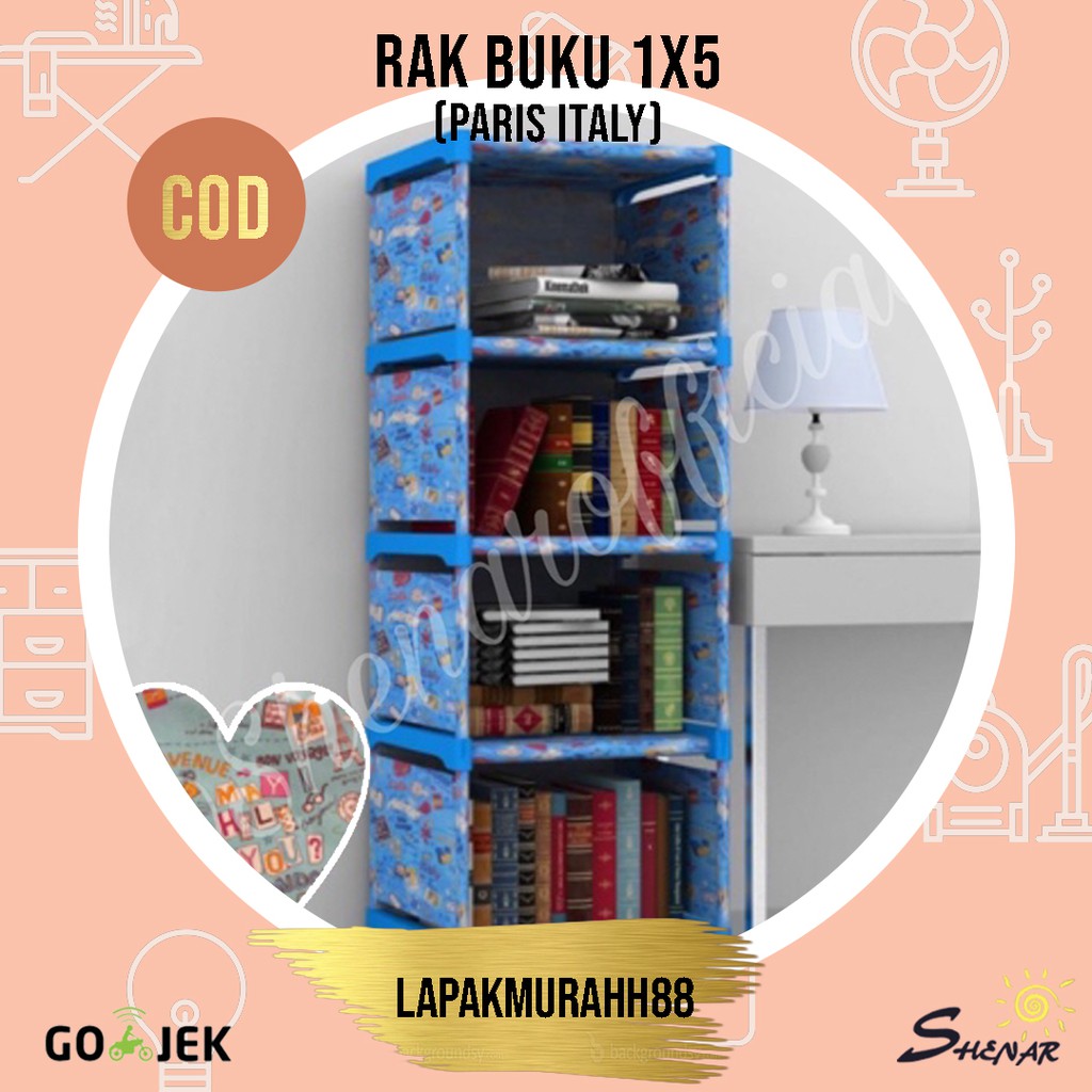 RAK BUKU PORTABLE/RAK SERBAGUNA/RAK BONGKAR PASANG/RAK MULTIFUNGSI MOTIF 1x5 (5 SUSUN)