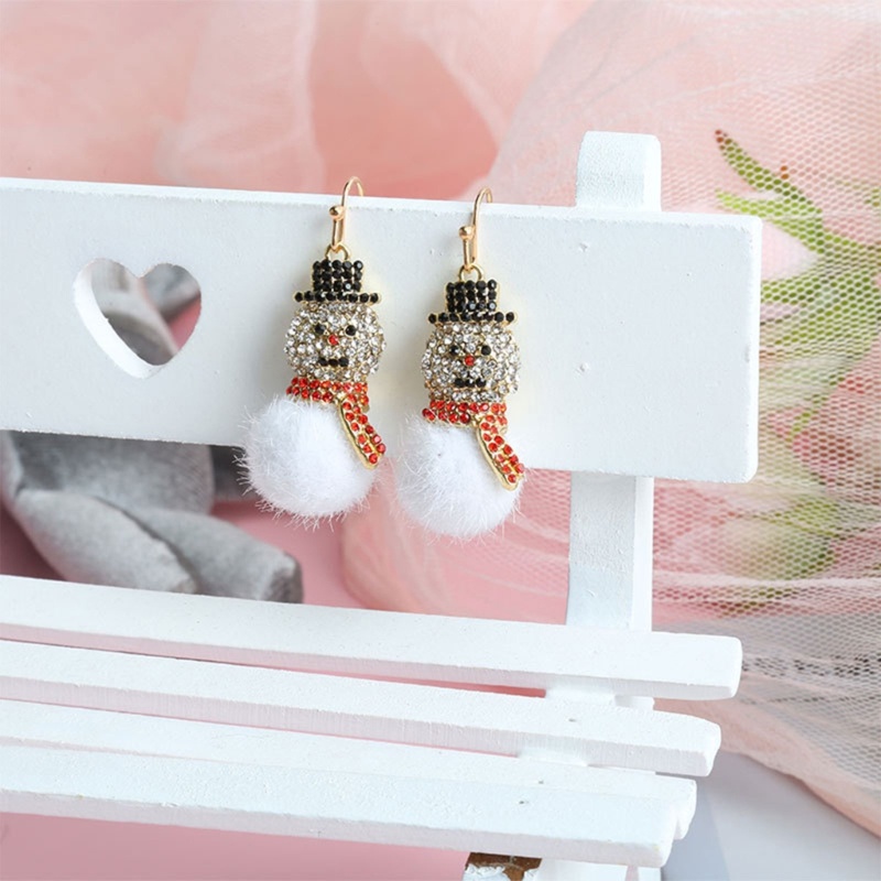 Anting Menjuntai Desain Snowman Untuk Hadiah Natal