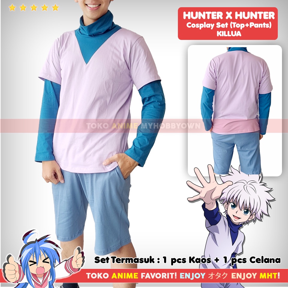 Kostum Anime Set Kaos Celana Hunter X Hunter Killua Zoldyck Cosplay