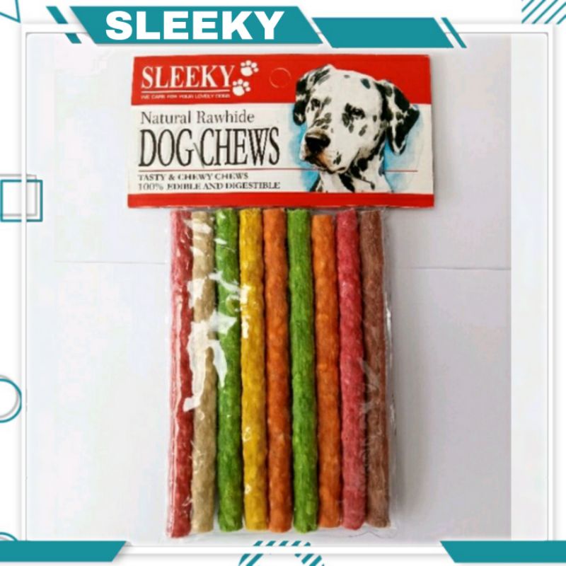 Sleeky Natural Rawhide Dog Chews ( Mini Stick isi 9 ) Dog Snack Cemilan Anjing